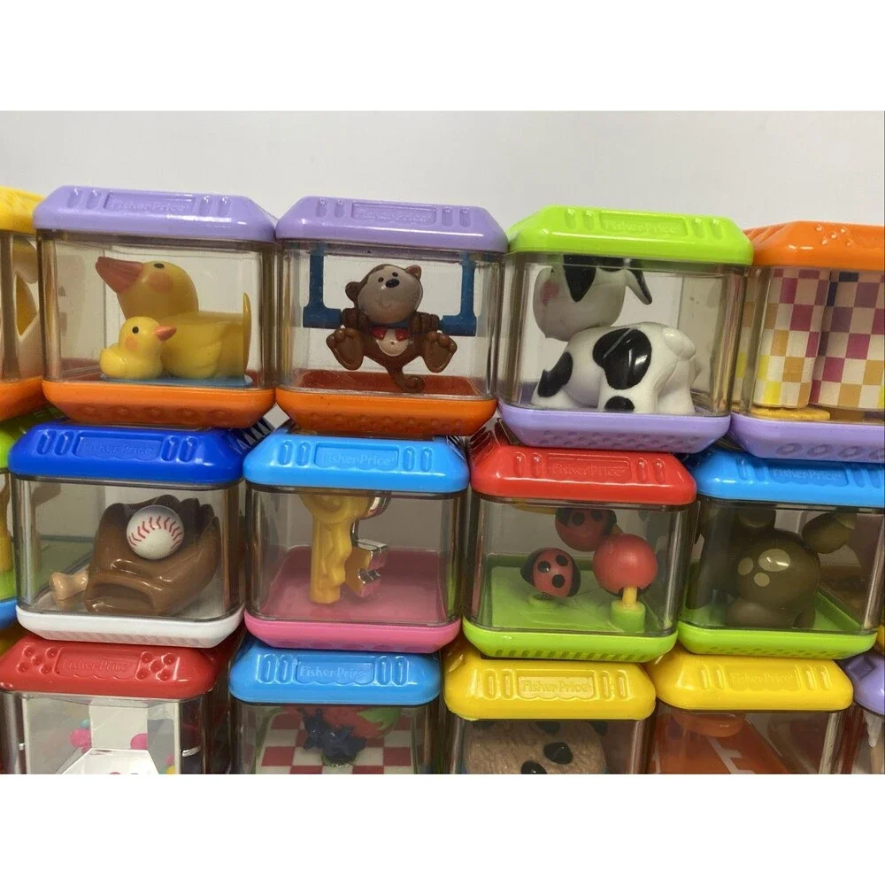 Fisher Price Peek A Boo Building Blocks Animals Sensory Play Toy Set Lot 27